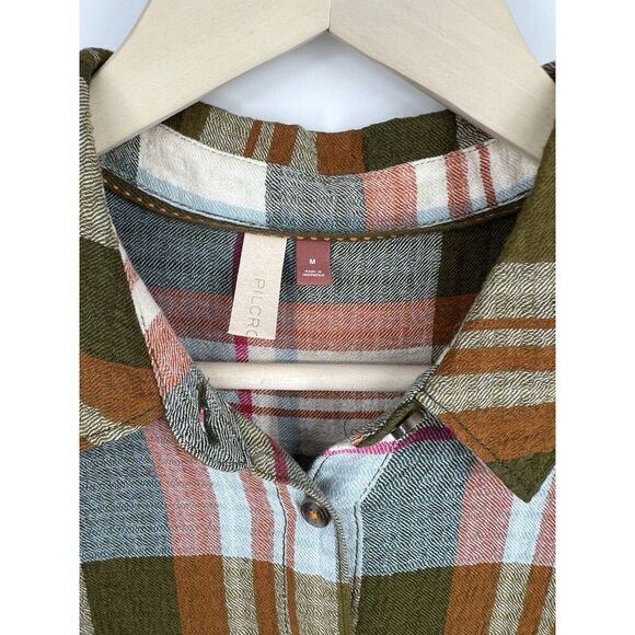 Pilcro Anthropologie Side-Slit Maxi Tunic Button Down Duster Boho Size Medium - Picture 4 of 7